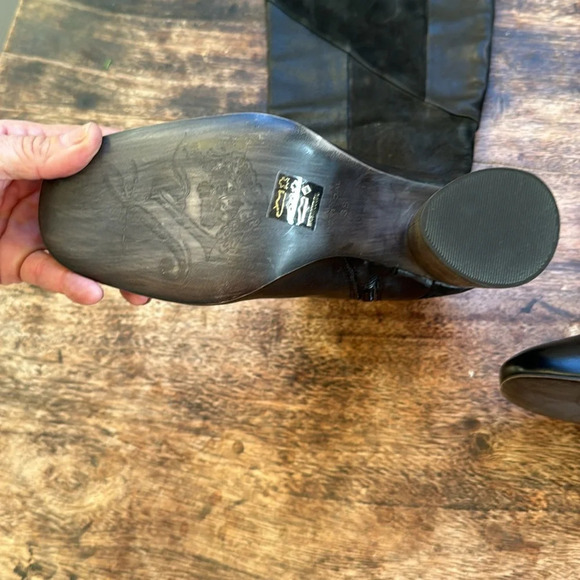 Brand new Free People Bright Lights Tall black leather patchwork heeled boots - Picture 8 of 16